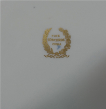 10 - Fine Concorde China Dinner Plates - Cream China with Floral Motif - Gold Boarder and Gold Trim - Plates Measure 10 3/4 Across