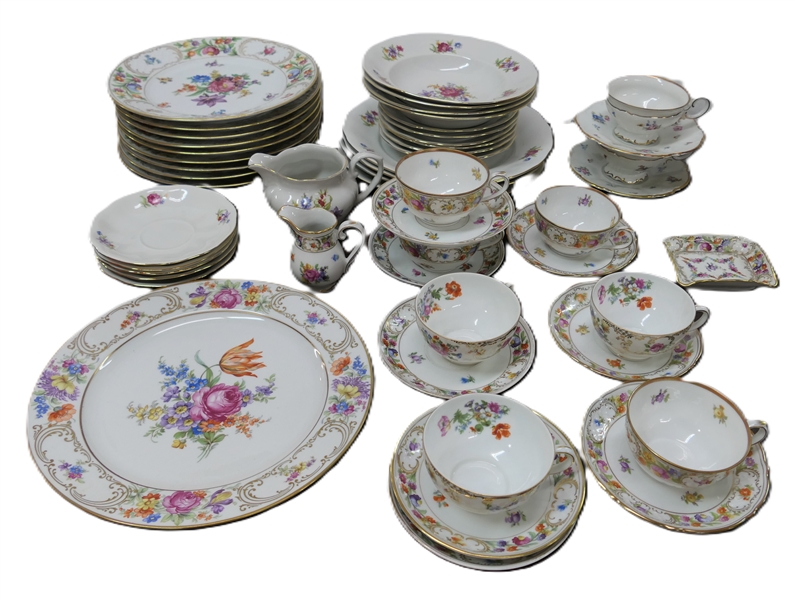Large Mixed Lot of "Dresden Flowers" China - Including Schumann Germany Empress Cup and Saucer Sets, Schumann Germany "Dresden Garland" Ash Tray, Hutschenruther Bavaria Cup and Saucers, Bavaria...