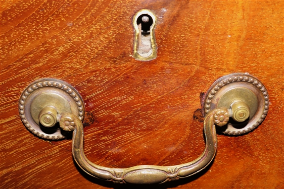 19th Century Mahogany Linen Press - Crotch Mahogany Doors - Crown Dentil Molding - Top Cabinet Has Been Converted To Wardrobe with Clothing Bar - Base with 4 Finely Dovetailed Drawers - Bracket...