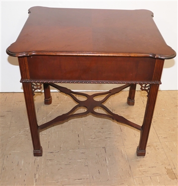 Lexington Furniture The Palmer Home Collection Chinese Chippendale Style Mahogany Table with Drawer  - Oak Secondary Wood - Brass Tag in Drawer - Table Measures 26 1/2 Tall 23 by 28