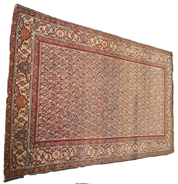 Persian Sultanabad Rug - Cream Background with Red, Blue, Coral and Green - Carpet Measures 77" by 53 1/2"