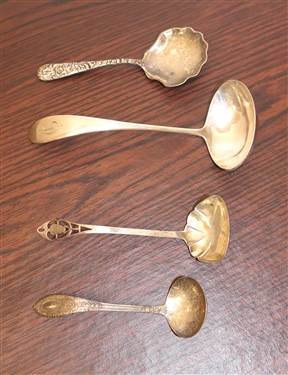 4 Sterling Silver Serving Utensils - Heavy Steiff Hand Chased Spoon and 3 Ladles - Largest Measures 6 1/4 Long - 143.8 Grams Total Weight