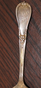 Sterling Silver Group Including Sterling Silver Candle Snuff, Sterling Silver November Sagittarius Spoon, and Unusual Reticulated Basket with Attached Hair Pin - Total Weight 102 Grams