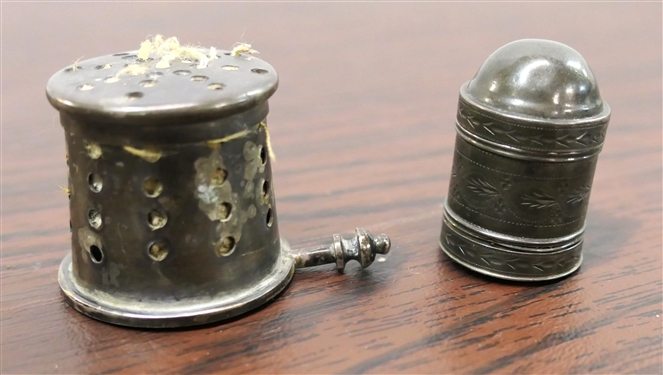 Hallmarked Sterling Silver Nutmeg Grinder and Tea Strainer 