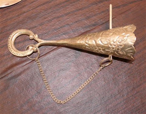 Awesome Serving Spoon with Game Animals Embossed on Handle -Rabbit and Game Birds and Victorian Style Tussie Mussie Bouquet Holder - Serving Spoon Measures 9 1/2 Long