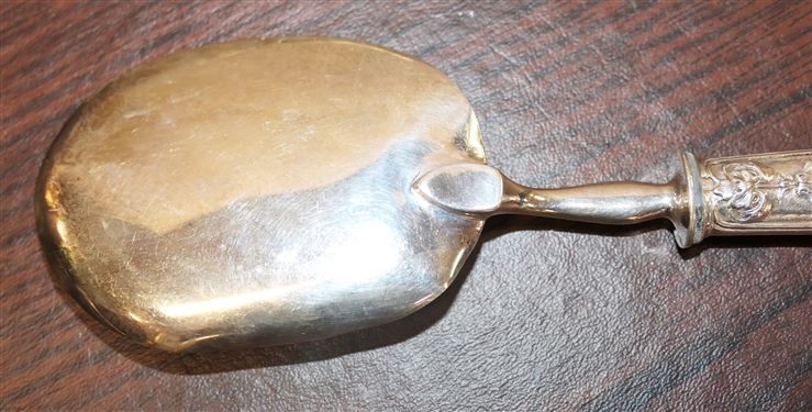 Awesome Serving Spoon with Game Animals Embossed on Handle -Rabbit and Game Birds and Victorian Style Tussie Mussie Bouquet Holder - Serving Spoon Measures 9 1/2 Long