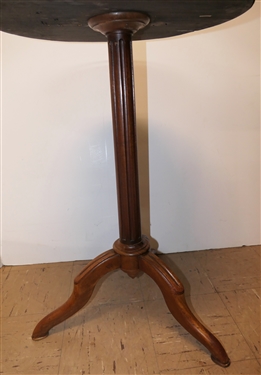 Marble Top Brass Occasional Table - Pierced Brass Gallery - Table Measures 30 tall 19 1/2 Across - Some Areas Dented