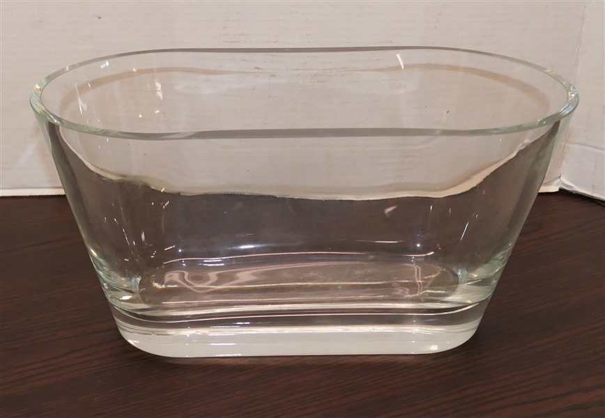 Nice Large Val St. Lambert Oblong Crystal Bowl - Measures 7" Tall 14" by 7 1/2"