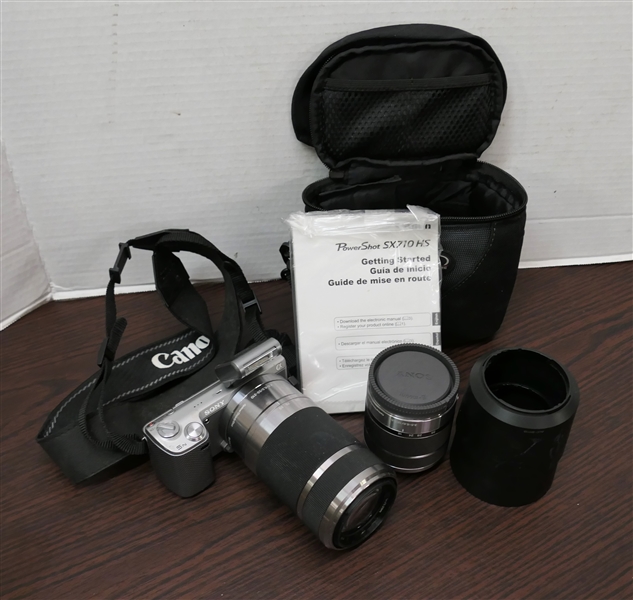Sony NEX - 5N HD Digital Camera - 16.1 MP with 2 Interchangeable Lenses and Carrying Case  - No Charger 