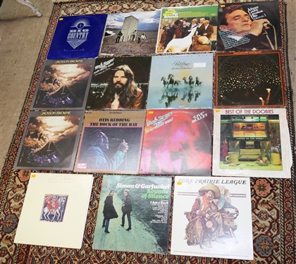 Collection of Vintage Record Albums including Bob Seger, The Doobie Brothers, Pure Prairie League, Simon & Garfunkel, Jackson Browne, The Beach Boys and Johnny Cash