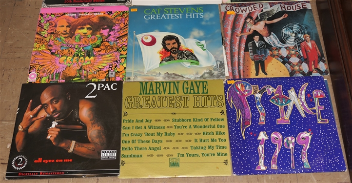 12 Record Albums including Radio Head, Prince Purple Rain and 1999, NWA, Kings of Leon, Marvin Gaye, 2 Pac, Cream, and Cat Stevens