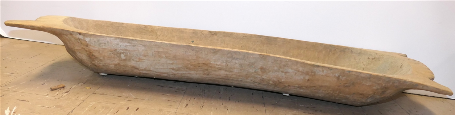 Very Large Hand Hewn Dough Tray - Made From Single Log - Tray Measures 46 by 14 1/4