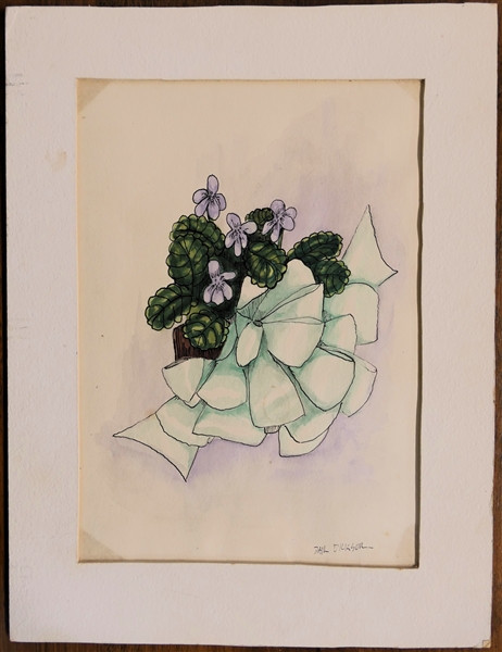 Dail Dickson Original Ink and Watercolor - Signed in Lower Right Corner - Matted - Mat Measures 11 1/2" by 8 1/2" 