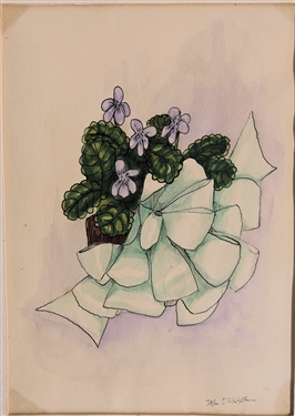 Dail Dickson Original Ink and Watercolor - Signed in Lower Right Corner - Matted - Mat Measures 11 1/2 by 8 1/2 