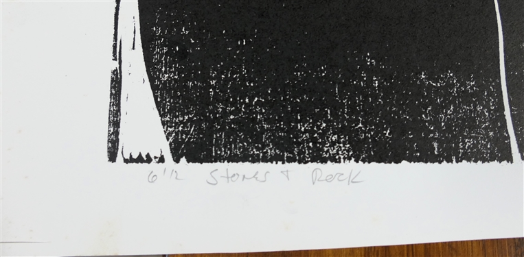 2 - 1960's Wood Block Prints by North Carolina Artist Norbert Irvine - Stones & Rock Number 7-8 Artist Signed and Dated 1966 and Unsigned Woodblock - Signed Art Measures 17 1/2 by 15 - Norbert...