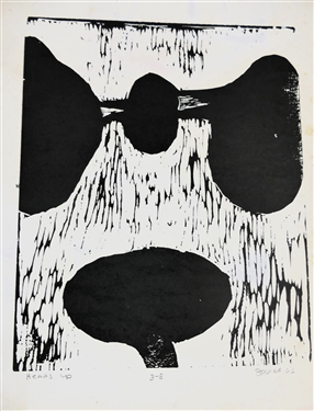 2 - 1960's Wood Block Prints by North Carolina Artist Norbert Irvine - Heads Up Number 3-8 Dated 1966 and Other Unsigned Print - Heads Up Measures 18 3/4 by 15 - Norbert Irvine (1937 - 2015)
