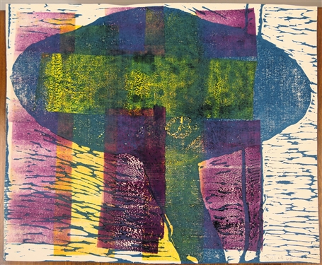 2 Wood Block Prints by North Carolina Artist Norbert Irvine - Colorful Print Signed and Dated 1966 in Lower Right Corner and Unsigned Print - Colored Print Measures 11 by 13 - Norbert Irvine...