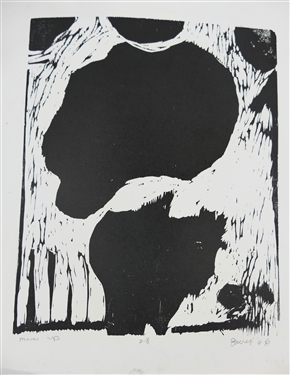 2 1960's Wood Block Prints by North Carolina Artist Norbert Irvine - Moon Up Number 2-8 Artist Signed and Dated 1966 and Unsigned Wood Block - Signed Art Measures 17 1/2 by 15 - Norbert Irvine...