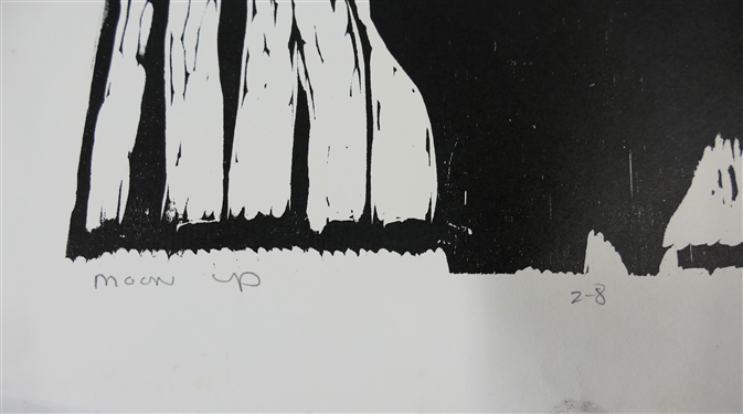2 1960's Wood Block Prints by North Carolina Artist Norbert Irvine - Moon Up Number 2-8 Artist Signed and Dated 1966 and Unsigned Wood Block - Signed Art Measures 17 1/2 by 15 - Norbert Irvine...