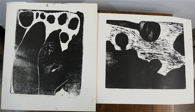 2 - 1960's Wood Block Prints by North Carolina Artist Norbert Irvine - Stones & Rock Number 4-8 Artist Signed and Dated 1966 and Unsigned Woodblock - Signed Art Measures 17 1/2 by 15 - Norbert...