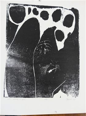 2 - 1960's Wood Block Prints by North Carolina Artist Norbert Irvine - Stones & Rock Number 4-8 Artist Signed and Dated 1966 and Unsigned Woodblock - Signed Art Measures 17 1/2 by 15 - Norbert...