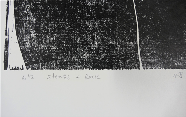 2 - 1960's Wood Block Prints by North Carolina Artist Norbert Irvine - Stones & Rock Number 4-8 Artist Signed and Dated 1966 and Unsigned Woodblock - Signed Art Measures 17 1/2 by 15 - Norbert...