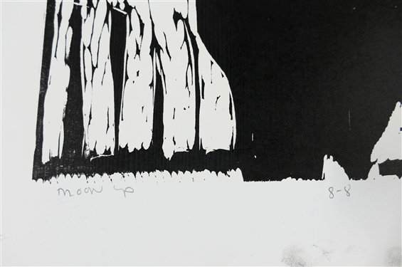 2 1960's Wood Block Prints by North Carolina Artist Norbert Irvine (1937 - 2015) - Moon Up Number 8-8 Artist Signed and Dated 1966 and Unsigned Wood Block - Signed Art Measures 17 1/2 by 15 