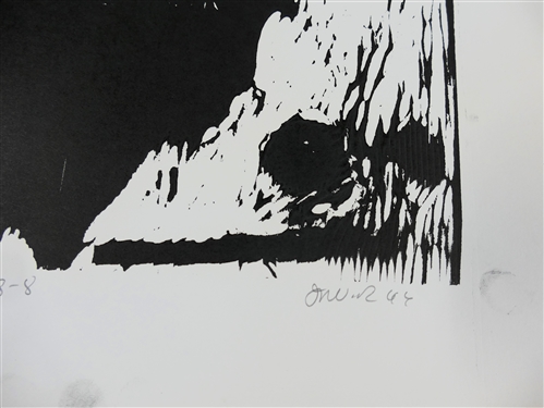 2 1960's Wood Block Prints by North Carolina Artist Norbert Irvine (1937 - 2015) - Moon Up Number 8-8 Artist Signed and Dated 1966 and Unsigned Wood Block - Signed Art Measures 17 1/2 by 15 