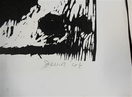 2 1960's Wood Block Prints by North Carolina Artist Norbert Irvine (1937 - 2015) - Moon Up Number 6-8 Artist Signed and Dated 1966 and Unsigned Wood Block - Signed Art Measures 17 1/2 by 15 