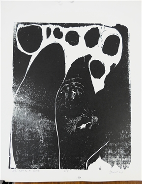 2 - 1960's Wood Block Prints by North Carolina Artist Norbert Irvine (1937 - 2015) - Stones & Rock Number 2-8 Artist Signed and Dated 1966 and Unsigned Woodblock - Signed Art Measures 17 1/2 by...