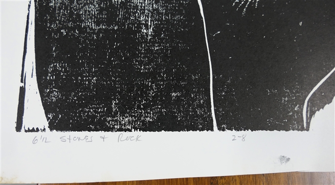 2 - 1960's Wood Block Prints by North Carolina Artist Norbert Irvine (1937 - 2015) - Stones & Rock Number 2-8 Artist Signed and Dated 1966 and Unsigned Woodblock - Signed Art Measures 17 1/2 by...