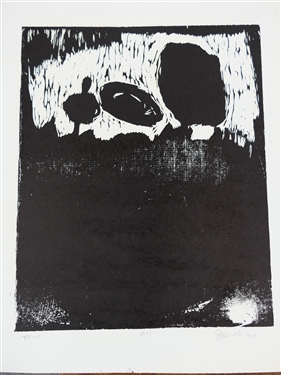 2 - 1960's Wood Block Prints by North Carolina Artist Norbert Irvine (1937 - 2015) - Trio Number 11 -11 Dated 1966 and Other Unsigned Wood Block Print - Signed Print Measures 17 1/2 By 15 1/2