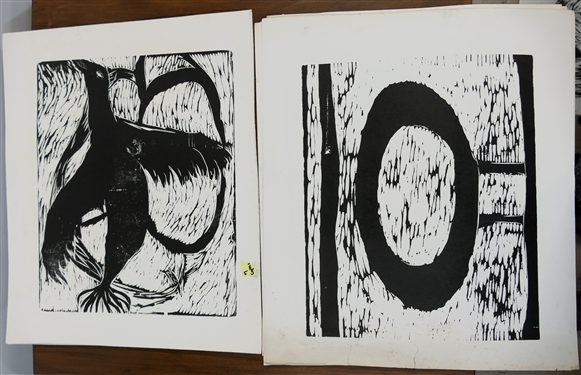 Collection of 11 Wood Block Prints by North Carolina Artist Norbert Irvine (1937 - 2015) - 7 Unsigned Copies of Dead Up and 4 Other Unsigned Prints Measuring 15 1/2 by 17 1/2