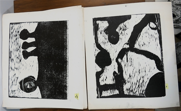 Collection of 16 Wood Block Prints by North Carolina Artist Norbert Irvine (1937 - 2015) - 6 Copies of One Version and 10 of Other - Prints Measure 15 1/4 by 17 3/4