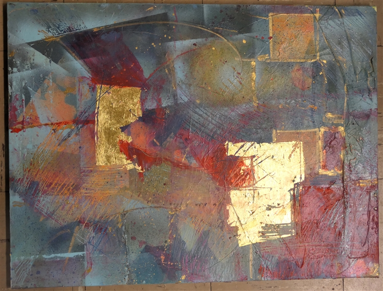 Unsigned Sudi Park Original Oil on Canvas Painting with Gold Leaf Accents - Canvas Measures 18" by 24"