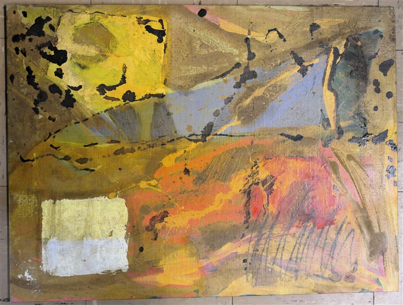 Beautiful Sudi Park Original Oil on Board Painting - Great Colors with Gold Accents - Unsigned - Board Measures 18" by 24" 