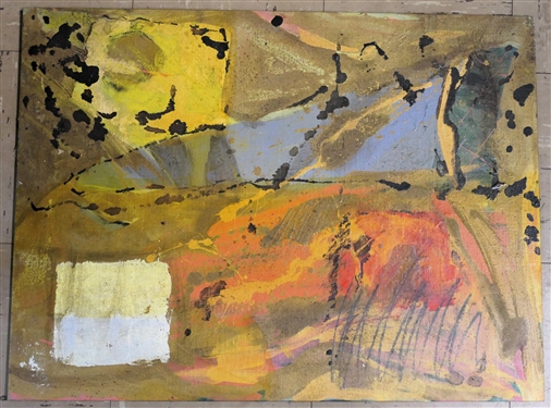 Beautiful Sudi Park Original Oil on Board Painting - Great Colors with Gold Accents - Unsigned - Board Measures 18 by 24 