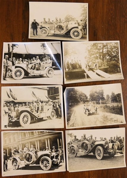 7 Automobile Race Photographs by N. Lazarnick (Detroit Branch) of "Ohio 12" Car - Captions on Reverse "Ohio #12 at Hot Springs, Ark."  and "Cars coming off ferry near Roe. Ark" - Photos Measure 4...