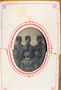 2 - Gem Tin Types - 5 Gentlemen in Uniform and 2 Gentleman in Hats - Tin Types Measure 1 1/2 by 1 1/2