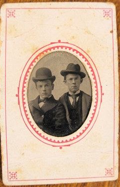 2 - Gem Tin Types - 5 Gentlemen in Uniform and 2 Gentleman in Hats - Tin Types Measure 1 1/2 by 1 1/2