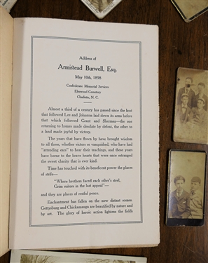 Collection of Antique Photos, Tin Types, and CDV Cards including Many of Young Boys, Little Girl at Tea Party, and Program  Address of Armistead Burwell, Esq. May 10th 1898 - Confederate Memorial...