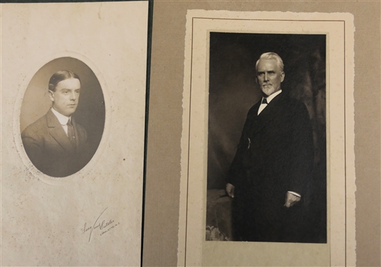 Collection of Antique Photographs - Children, Young Men, Young Man in Military Uniform, and Older Gentleman - In Embossed Paperboard Folders