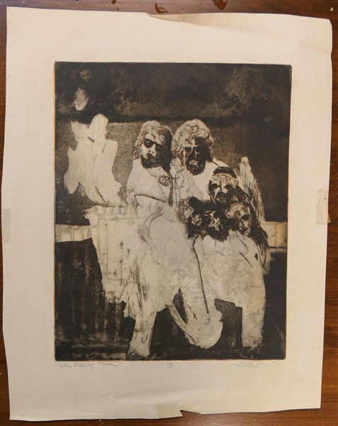 "The Rising Moon" Screen Print by North Carolina Artist Sudi Park - Number 1/3 - Dated 1970 - Print Measures 13 3/4" by 10" 