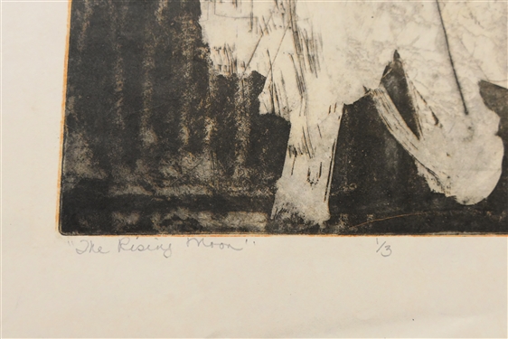 The Rising Moon Screen Print by North Carolina Artist Sudi Park - Number 1/3 - Dated 1970 - Print Measures 13 3/4 by 10 