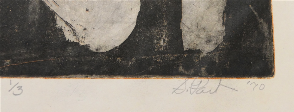 The Rising Moon Screen Print by North Carolina Artist Sudi Park - Number 1/3 - Dated 1970 - Print Measures 13 3/4 by 10 