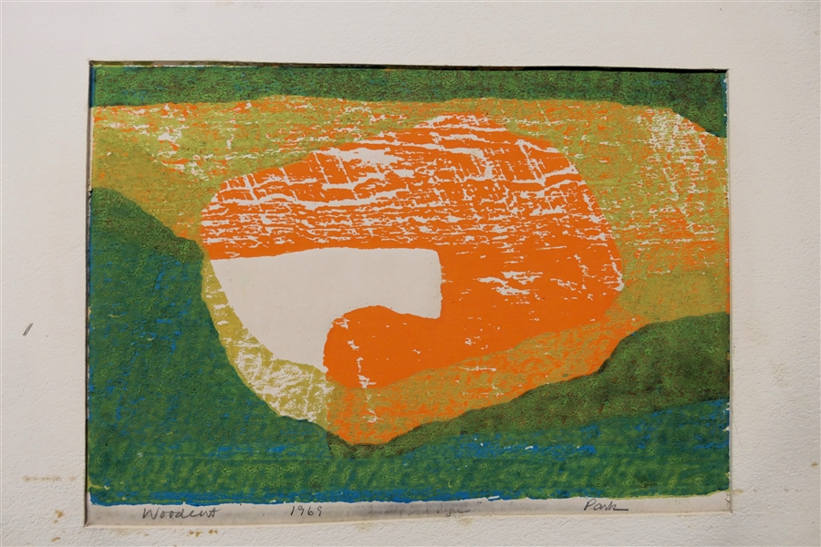 Bruce Park Woodcut Dated 1969 - Very Colorful - Artist Signed and Dated - Art Measures 9" by 12"