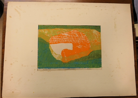 Bruce Park Woodcut Dated 1969 - Very Colorful - Artist Signed and Dated - Art Measures 9 by 12