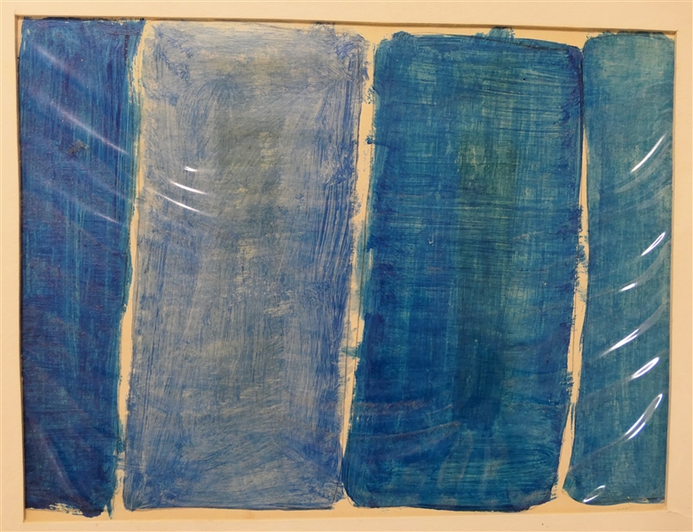 Bruce Park North Carolina Artist - Blue Abstract Original Art Work - Matted - Mat Measures 16" by 20 1/2"