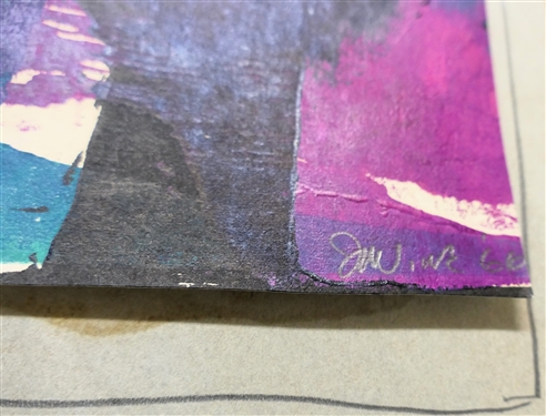 2 Smaller Artworks by Norbert Irvine - Black and Orange Dated 1966 and Purple, Teal, and Black Dated 1966 - Art Measures 6 by 4 1/4 