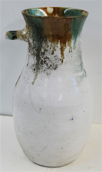 Holly Hill - Seagrove North Carolina Art Pottery Bid House - White Body with Green and Brown Glaze Accents - House Measures 9 1/2"
